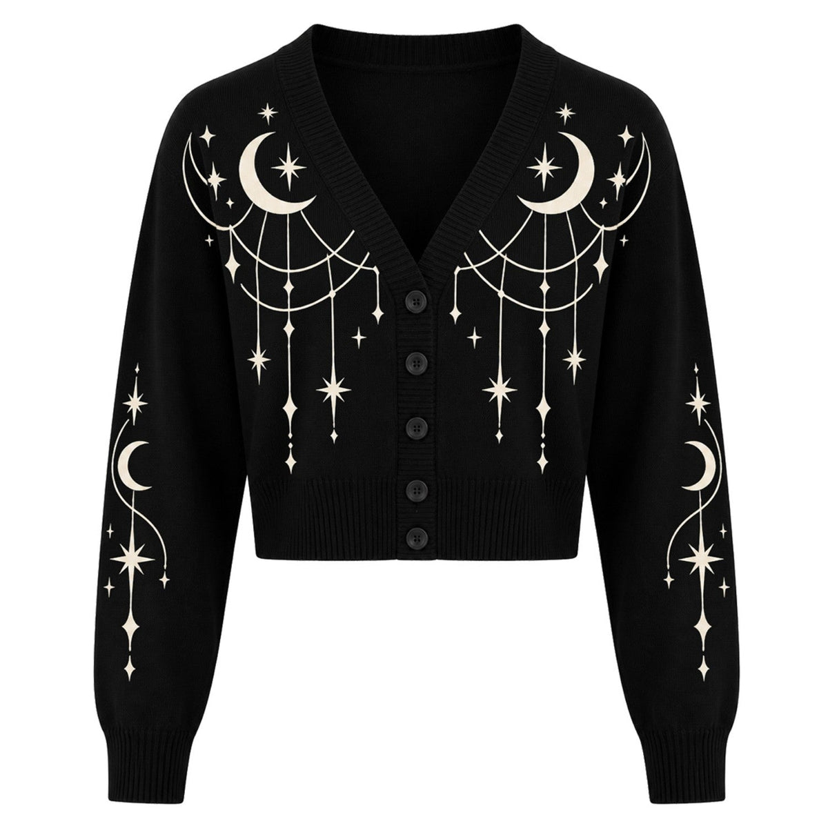Cardigan en Tricot Jacquard Mystique Noir Femme - Longueur Crop