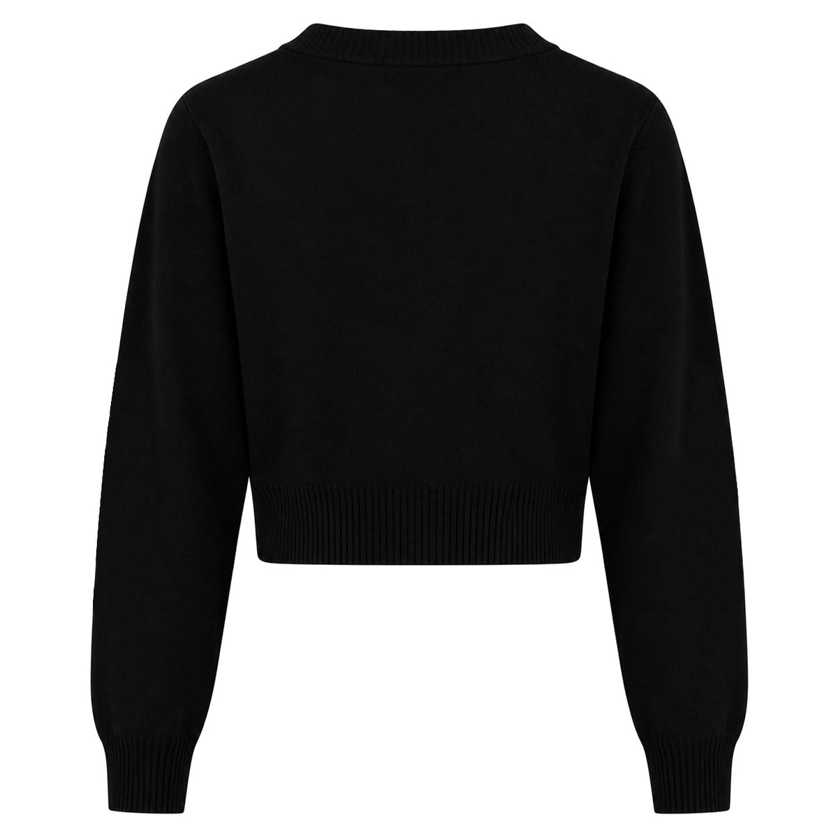 Cardigan en Tricot Jacquard Mystique Noir Femme - Longueur Crop