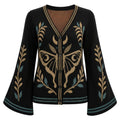Cardigan en Tricot V-Neck Jacquard de Moth Mystique Gothique Sombre pour Femmes
