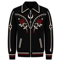 Cardigan en tricot polo jacquard gothique noir pour homme
