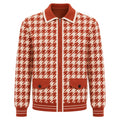 Cardigan en jacquard à motif pied-de-poule orange vintage pour homme