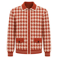Cardigan en jacquard à motif pied-de-poule orange vintage pour homme