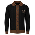 Cardigan Vintage Noir pour Homme avec Broderie d'Aigle Classique