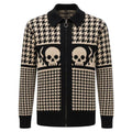 Cardigan en tricot jacquard à motif pied-de-poule noir gothique pour hommes