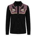 Cardigan en tricot avec broderie de crâne de corbeau gothique rétro pour hommes