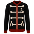 Cardigan en Tricot Noir Rétro Gothique avec Broderie de Crâne pour Hommes