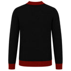 Cardigan en Tricot Noir Rétro Gothique avec Broderie de Crâne pour Hommes
