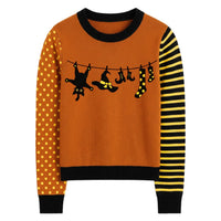Vêtements rétro d'Halloween pour femmes en tricot jacquard