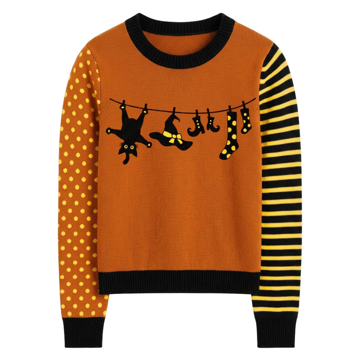 Vêtements rétro d'Halloween pour femmes en tricot jacquard