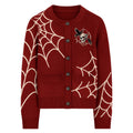 Cardigan en tricot à motifs de crâne gothique punk rétro pour femmes