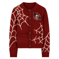 Cardigan en tricot à motifs de crâne gothique punk rétro pour femmes