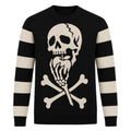 Pull en jacquard style rock vintage avec crâne et rayures pour hommes