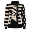 Cardigan en tricot portrait de femme Op Art des années 60