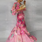 Lucia | Robe d'été longue à imprimé floral et coupe ajustable
