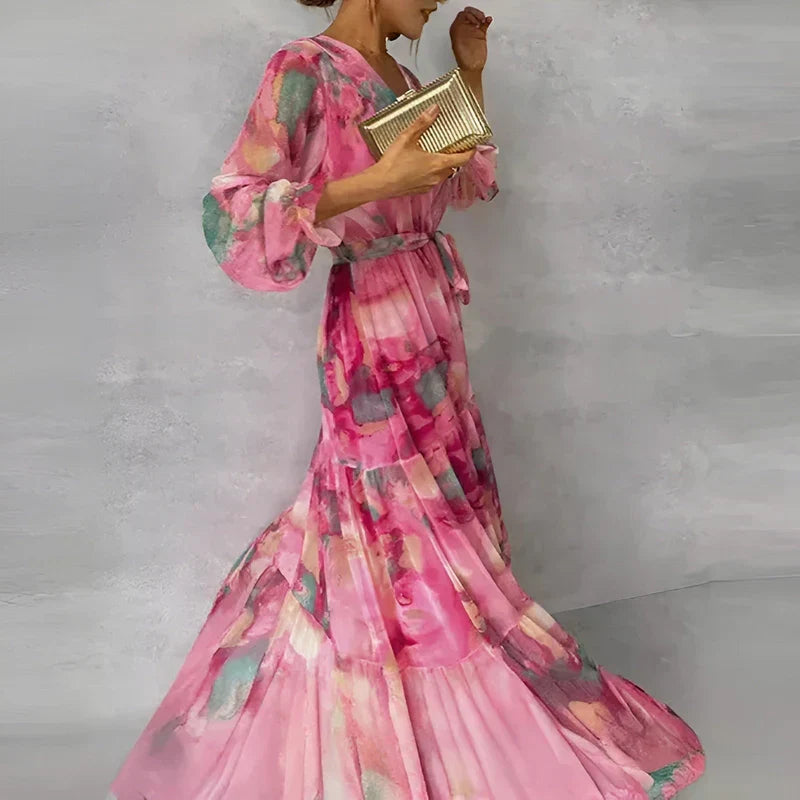 Lucia | Robe d'été longue à imprimé floral et coupe ajustable