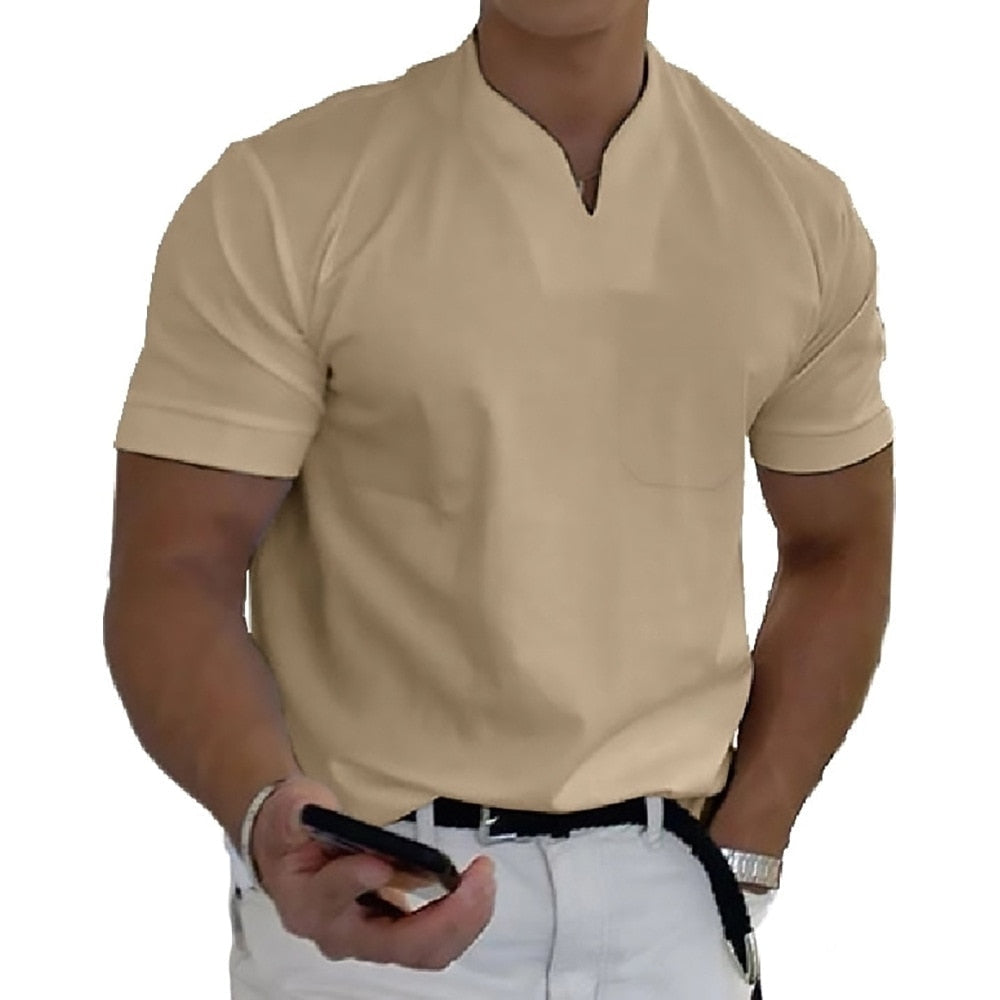 Davion | T-shirt pour hommes à col V slim fit à manches courtes