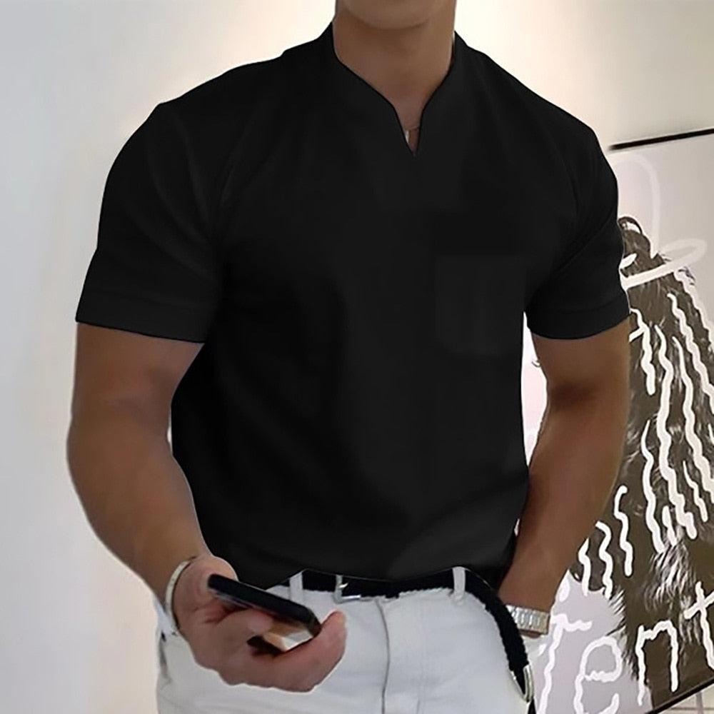 Davion | T-shirt pour hommes à col V slim fit à manches courtes