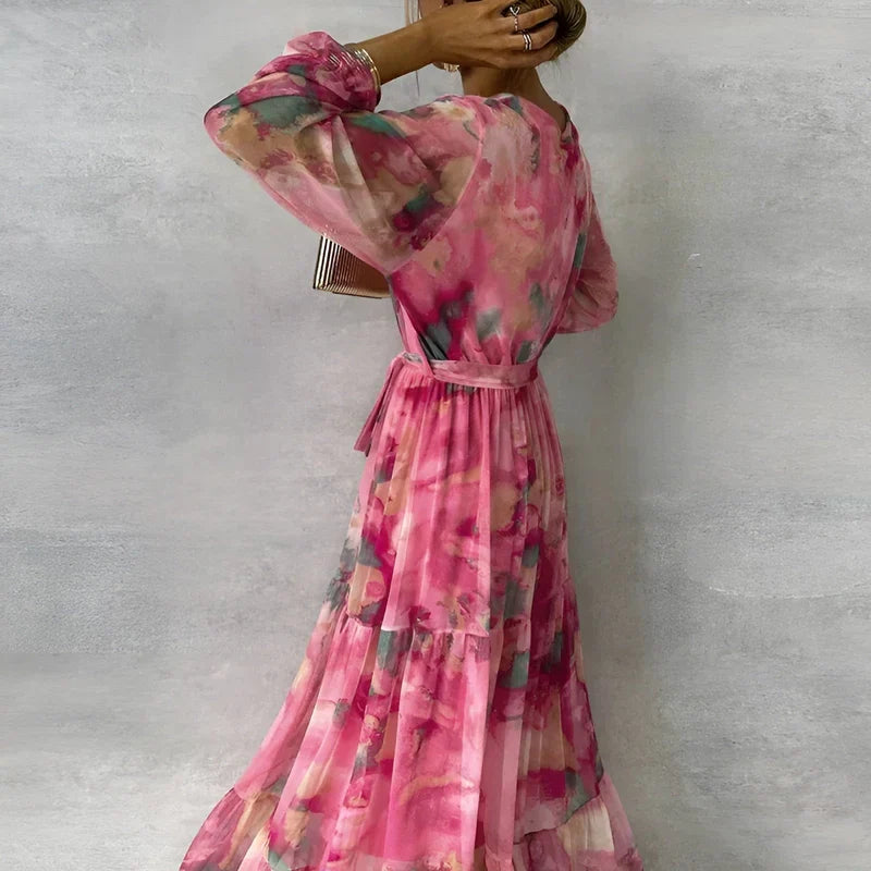 Lucia | Robe d'été longue à imprimé floral et coupe ajustable