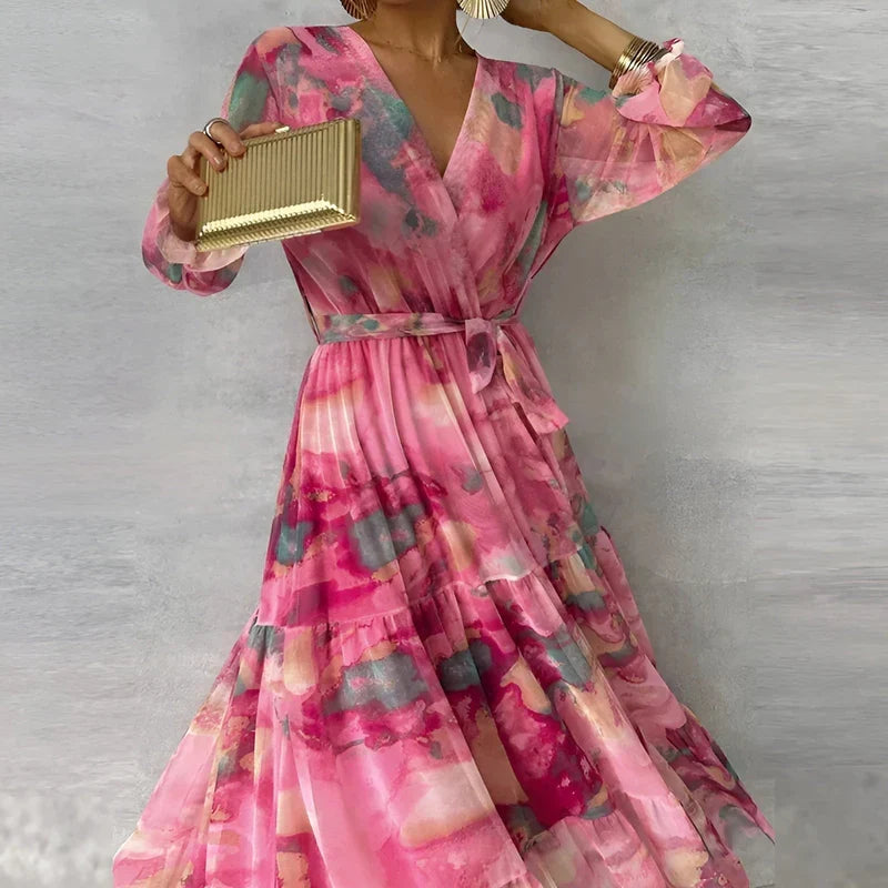 Lucia | Robe d'été longue à imprimé floral et coupe ajustable