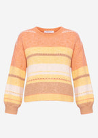 Pull rayé avec motif en dentelle - jaune