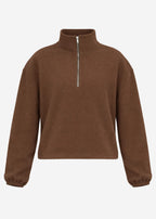 Sweat à capuche en polaire oversize avec fermeture éclair - marron