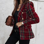 Blazer À Carreaux en Tricot Pour Femmes | Manches Longues