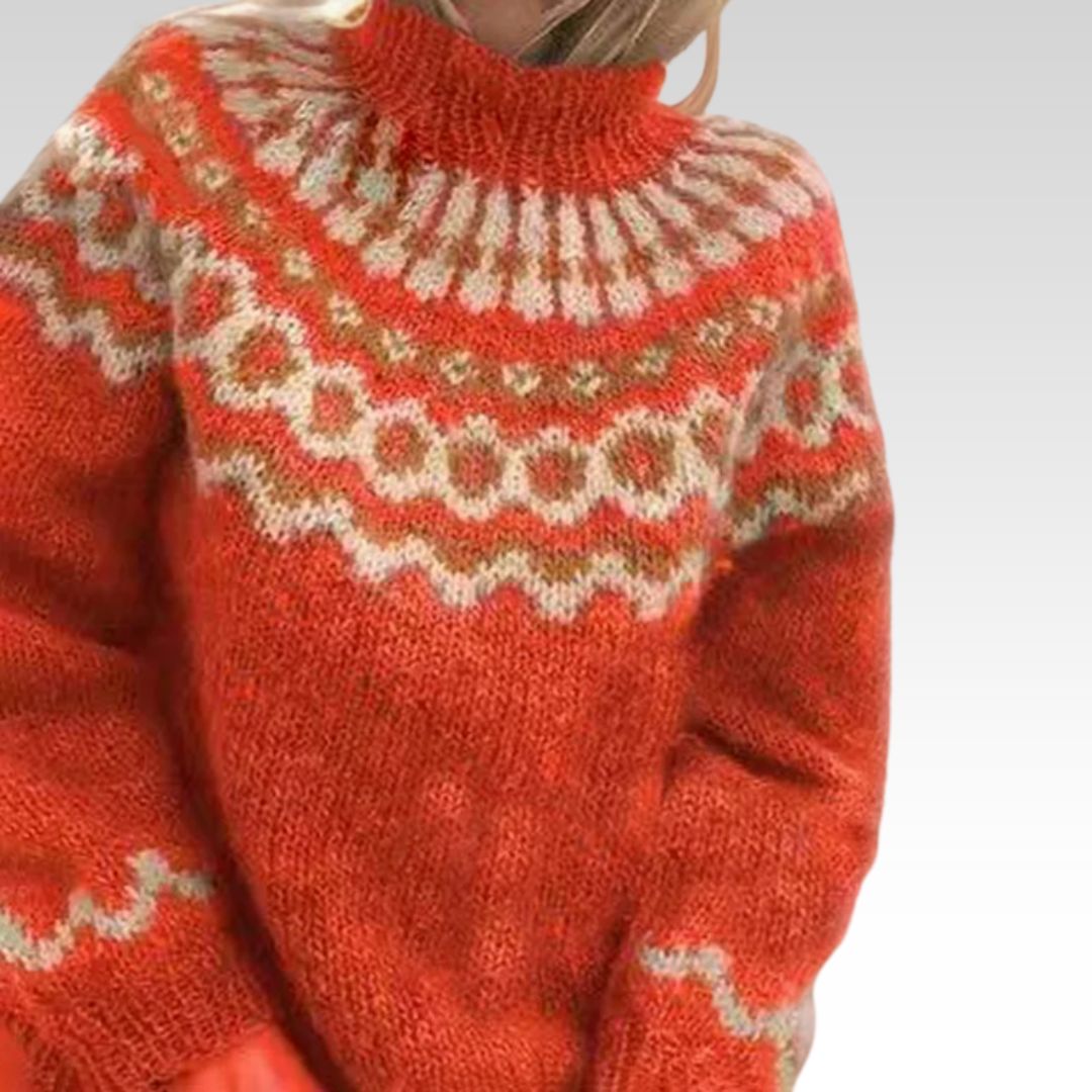 Venlora Mode | Pull Col Montant Jacquard Christine