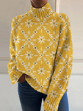 Dorothea | Pull en Tricot à Col Montant avec Motif Floral