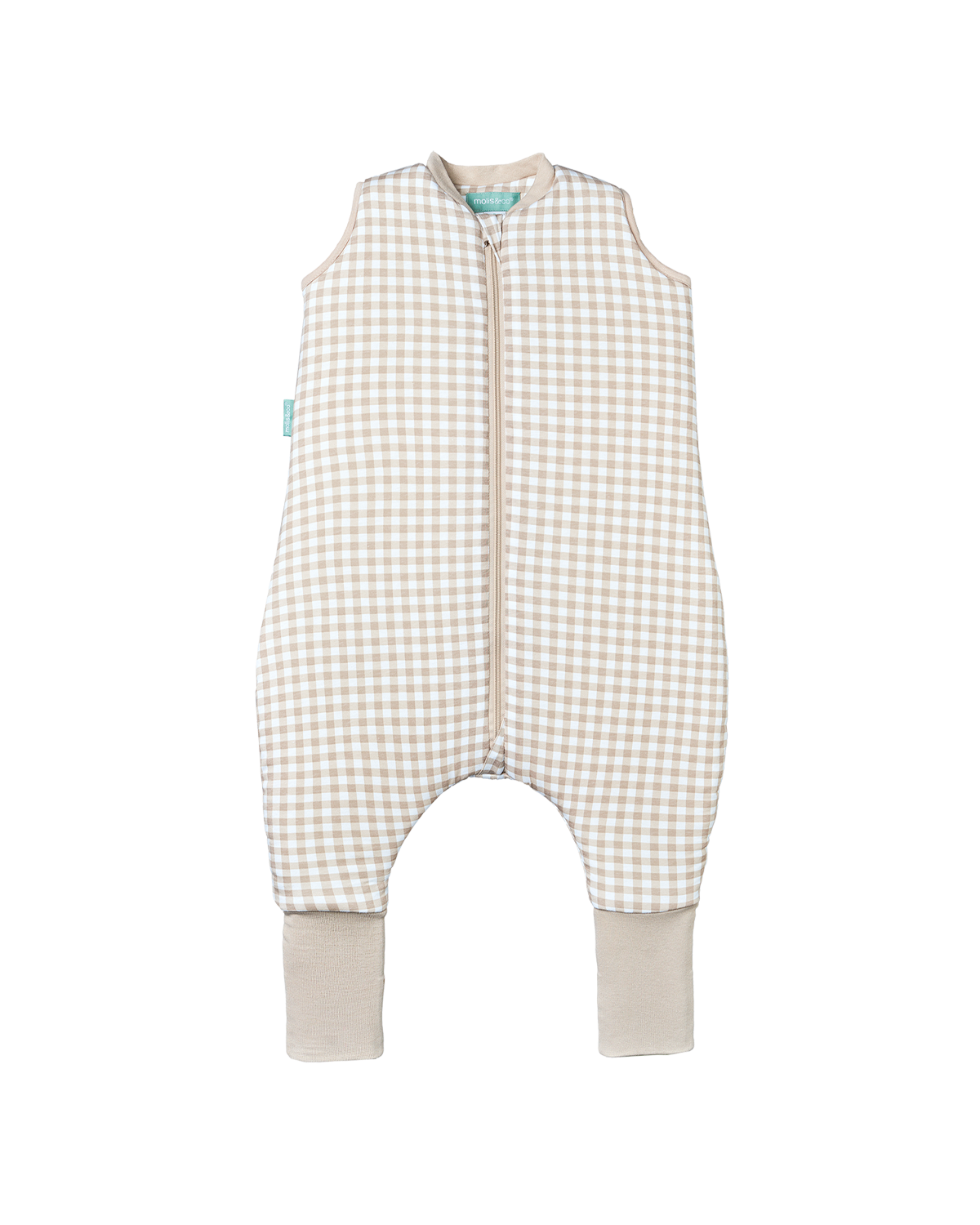 Combinaison de sommeil avec chaussettes - Vichy Beige - TOG 2.5