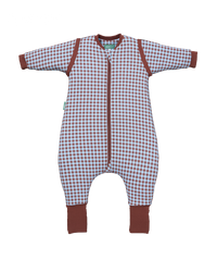 Combinaison de sommeil avec manches et chaussettes - Vichy Marron & Bleu - TOG 2.5