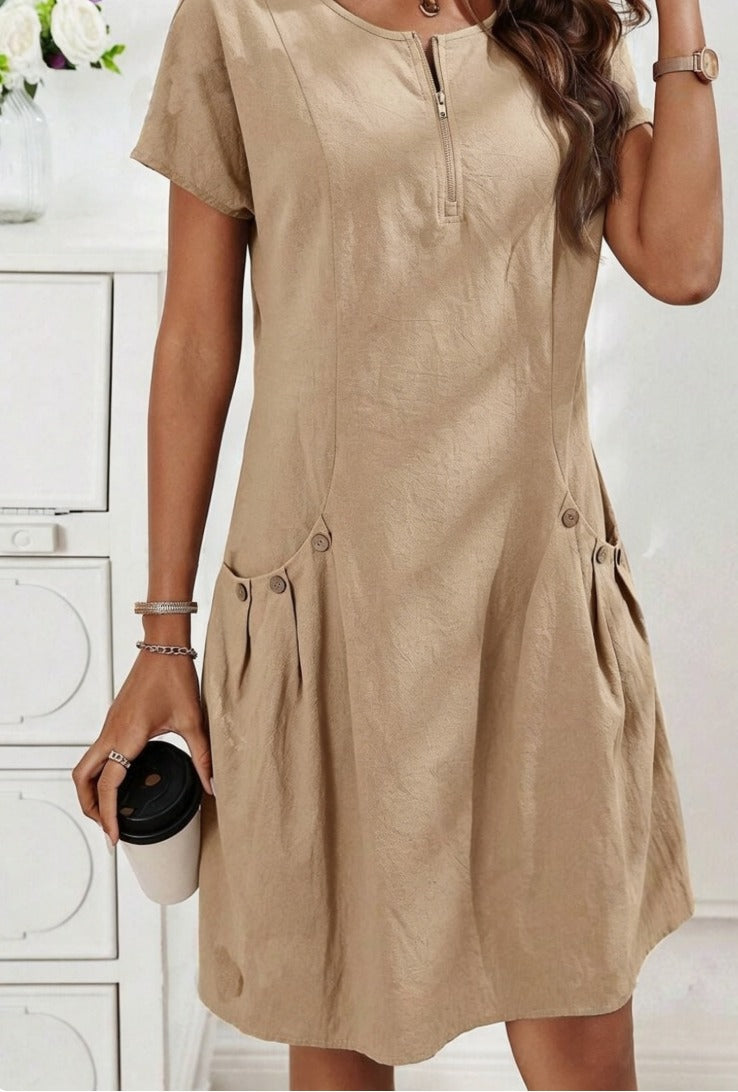 Venlora Mode® | Robe en coton avec fermeture à glissière