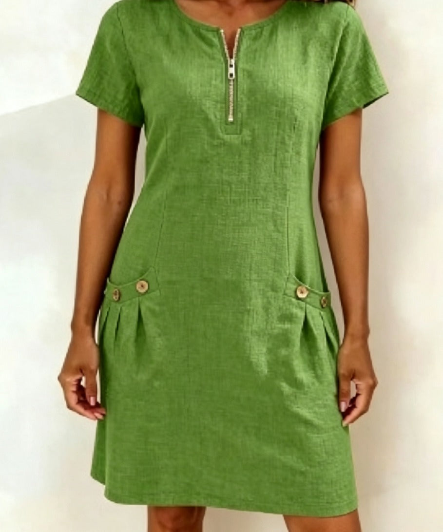 Venlora Mode® | Robe en coton avec fermeture à glissière