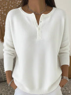 Helena | Pull en Tricot avec Boutons Henley