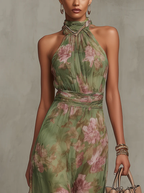 Livia | Robe longue élégante à fleurs et dos nu