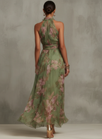 Livia | Robe longue élégante à fleurs et dos nu