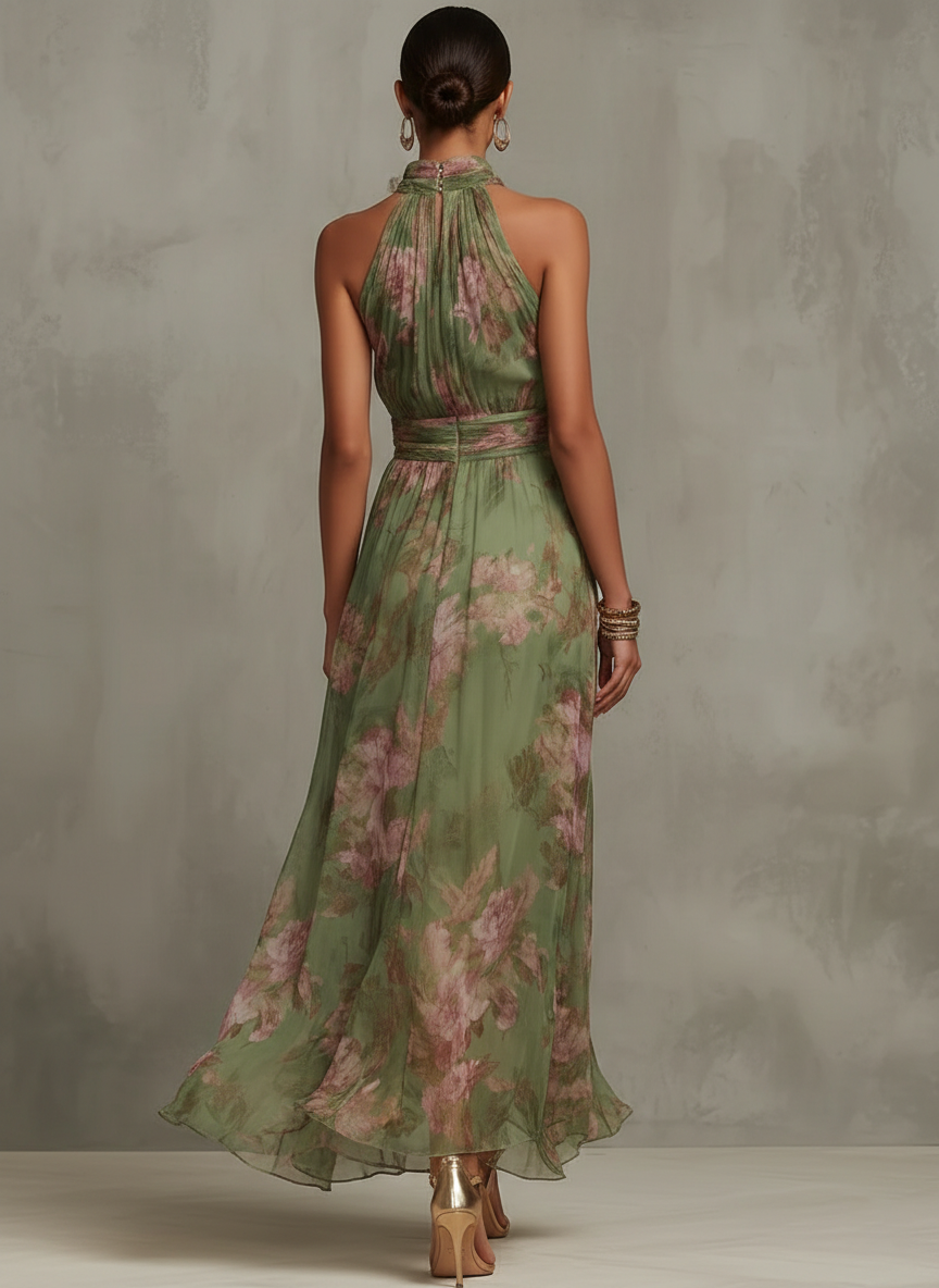 Livia | Robe longue élégante à fleurs et dos nu
