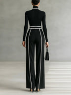 Emma | Ensemble Élégant à Col Montant et Pantalon Large