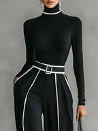 Emma | Ensemble Élégant à Col Montant et Pantalon Large