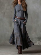 Élise | Robe Maxi en Suédine avec Ceinture