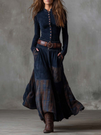 Élise | Robe Maxi en Suédine avec Ceinture
