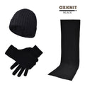 Ensemble de 3 Pièces : Bonnet, Écharpe et Gants en Laine Unie