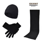 Ensemble de 3 Pièces : Bonnet, Écharpe et Gants en Laine Unie