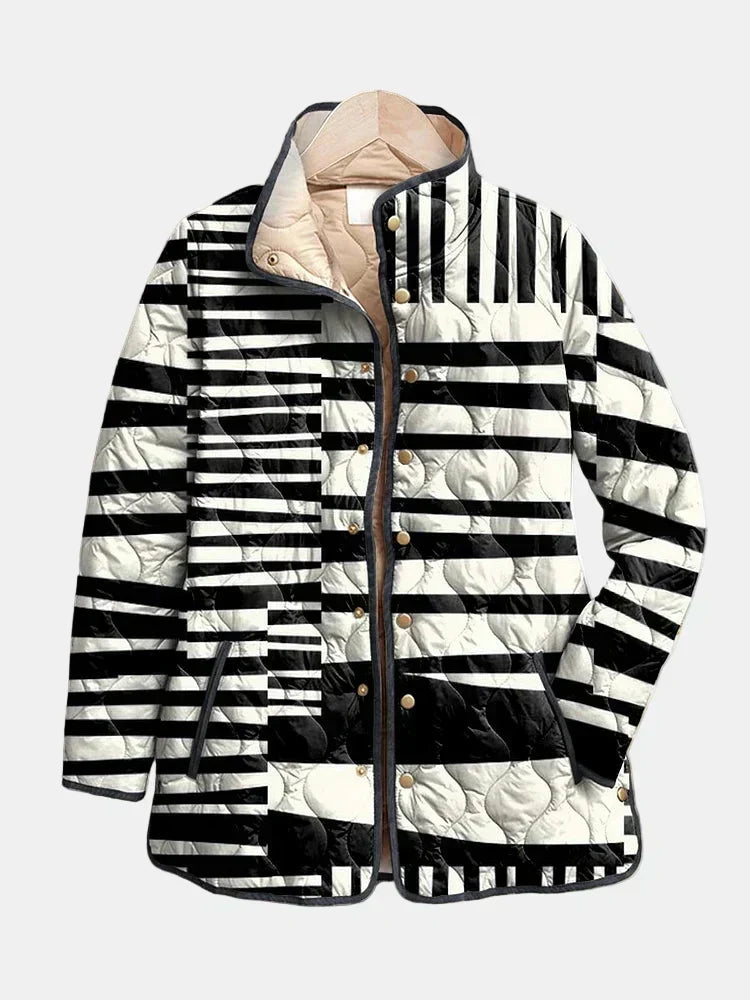 Venlora Mode | Veste Matelassée à Rayures Graphiques Véronique