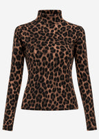 T-shirt à manches longues imprimé léopard - marron