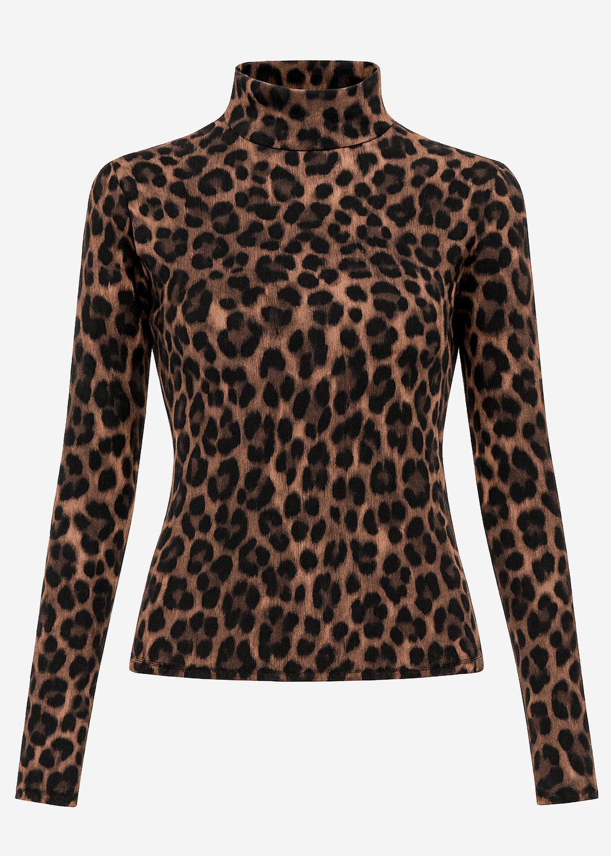 T-shirt à manches longues imprimé léopard - marron
