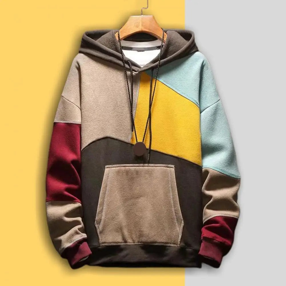 Raymundo | Pull à capuche décontracté en patchwork pour homme