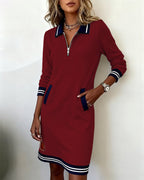 Venlora Mode | Robe Polo Zippée Manches Longues Sophie