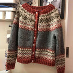 Venlora Mode  | Gilet Maille Boutonné Jacquard Catherine