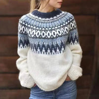 Venlora Mode | Pull Maille Écru Empiècement Marine Pauline