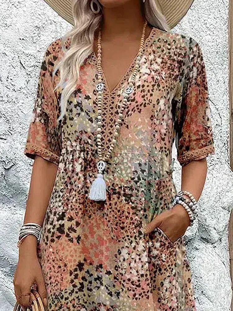 Dorina | Robe imprimée à col en V